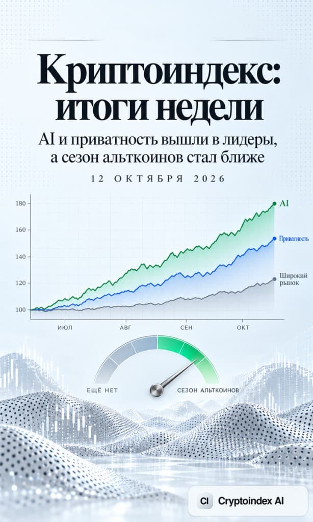 Криптоиндекс недели: ИИ и приватность вышли в лидеры, а альтсезон стал ближе